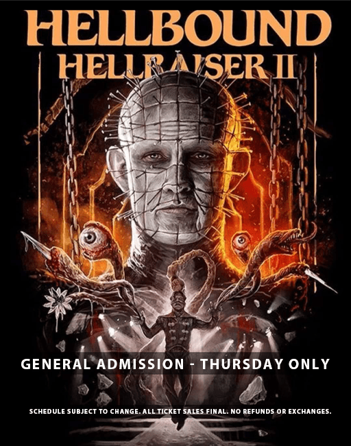 Poster art for Hellbound: Hellraiser II features Pinhead's face above the image of a man whose fingers have become tentacles with eyeballs and mouths on their ends.